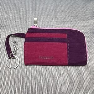 Baggallini Rfid Card Wallet Nylon Mulberry Color Block Zip Coin Pouch Convenient